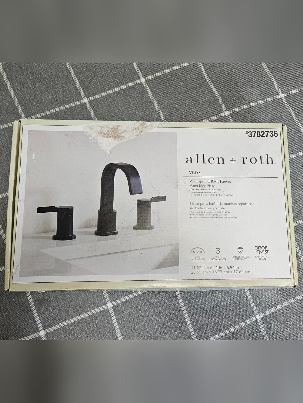 allen + roth Veda Widespread Bath Faucet in Matte Black